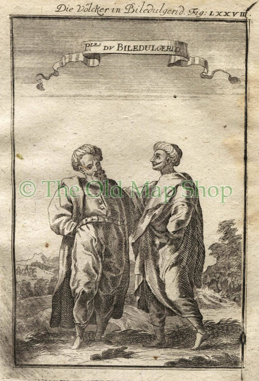 1719 Manesson Mallet "P.les du Biledulgerid" People North Africa, Antique Print