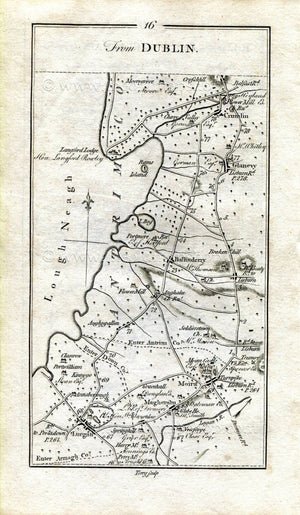 1778 Taylor & Skinner Antique Ireland Road Map 15/16 Loughbrickland Banbridge Gilford Lurgan Magheralin Aghalee Ballinderry Glenavy Crumlin