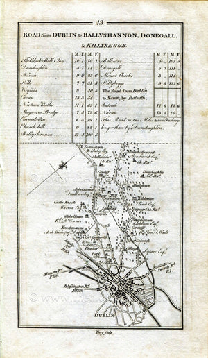 1778 Taylor & Skinner Antique Ireland Road Map 43/44 Dublin Mulhuddart Dunboyne Dunshaughlin Ratoath Dunsany Hill of Tara County Meath