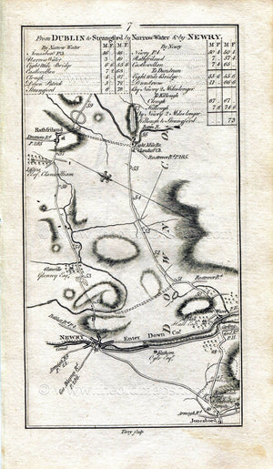 1778 Taylor & Skinner Antique Ireland Road Map 7/8 Newry Jonesborough Warrenpoint Rathfriland Castlewellan Newcastle Dundrum Clough Co. Down