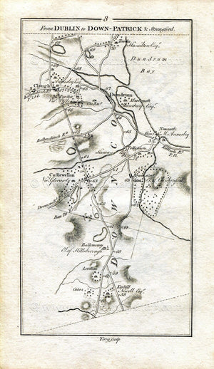 1778 Taylor & Skinner Antique Ireland Road Map 7/8 Newry Jonesborough Warrenpoint Rathfriland Castlewellan Newcastle Dundrum Clough Co. Down