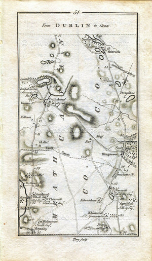 1778 Taylor & Skinner Ireland Road Map Antique 51/52 Moynalty Bailieborough Kingscourt Shercock Drum Clones Carrickmacross Monaghan Meath