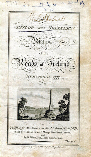 1778 Taylor & Skinner Antique Ireland Road Map 155/156 Ardristan Kilnock Tullow Kildare Athy Bestfield Carlow Wicklow Kildare Laois Offaly