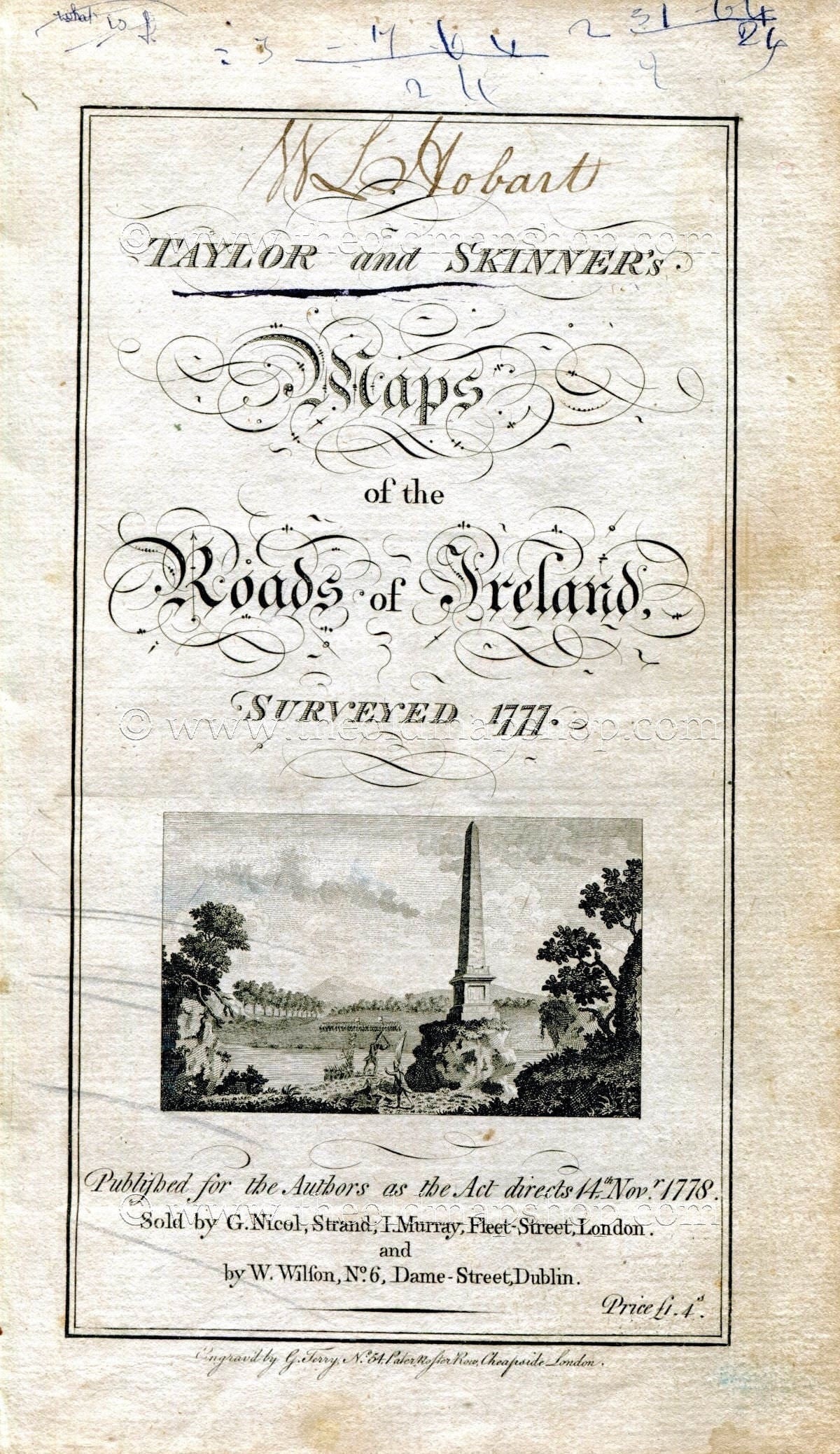 1778 Taylor & Skinner Antique Ireland Road Map 247/248 Trim, Donore, Daingean, Kilbeggan, Tullamore, Tyrrellspass, Meath, Offaly, Westmeath