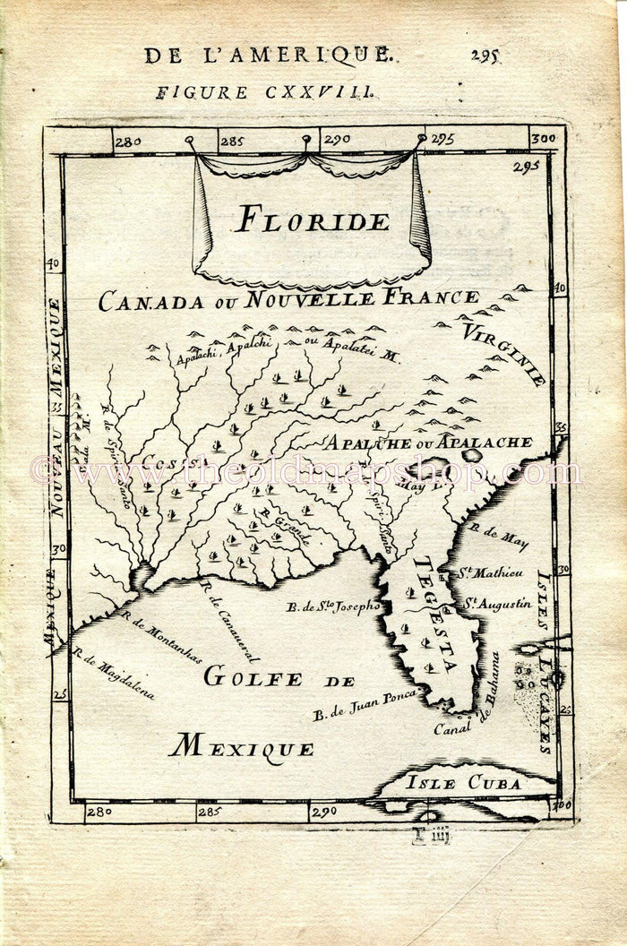 1683 Manesson Mallet "Floride" Florida Antique Map