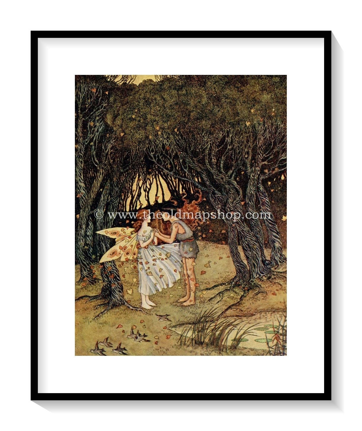 1921 Ida Rentoul Outhwaite Antique Fairy Print (Good-Bye to Potty) Vintage Book Plate, from The Enchanted Forest