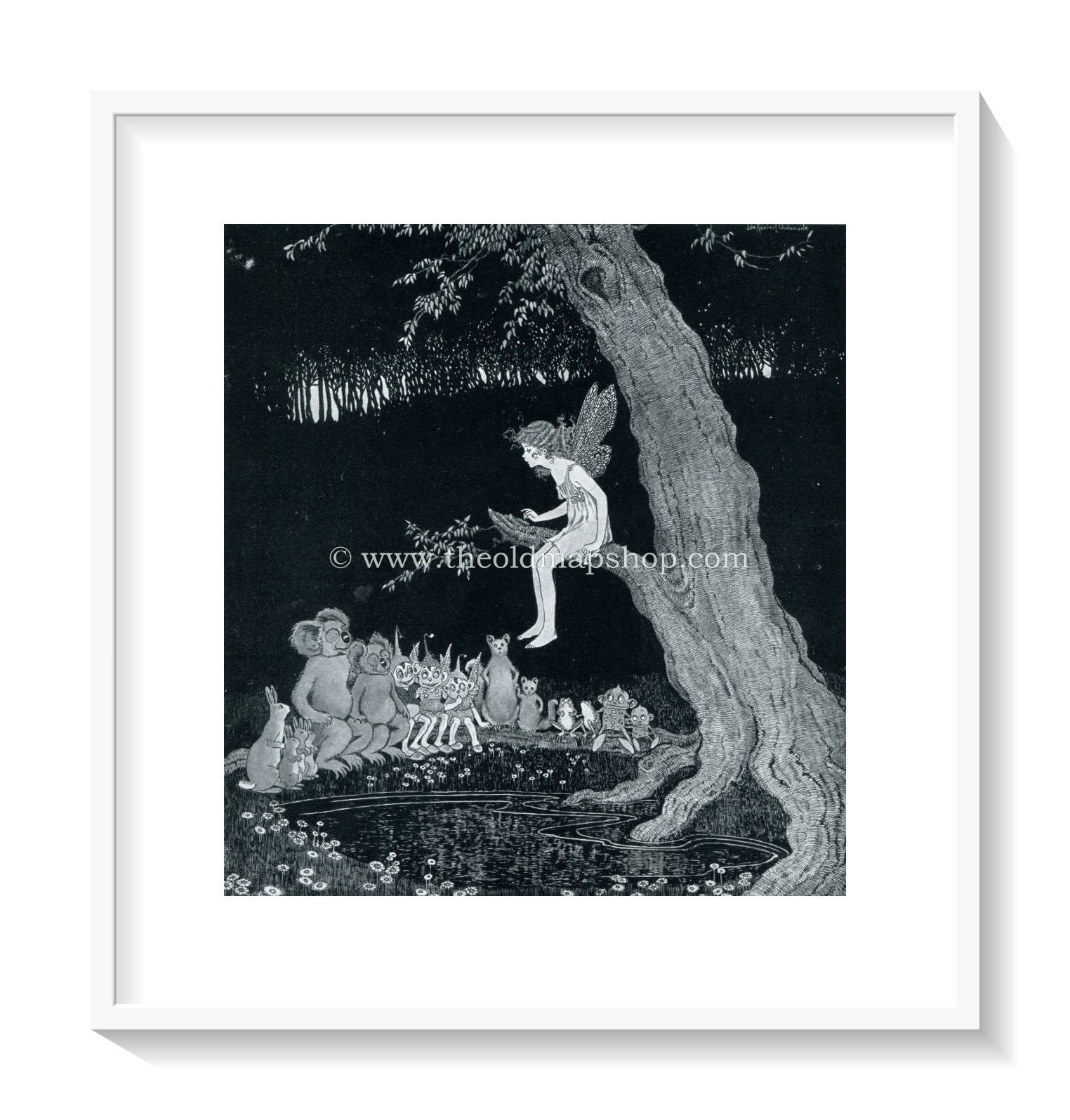1925 Ida Rentoul Outhwaite Antique Fairy Print (Anne And The Goblin) Vintage Book Plate, from The Enchanted Forest