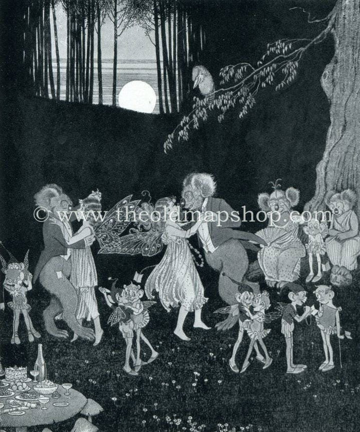 1921 Ida Rentoul Outhwaite Antique Fairy Print (The Dance) Vintage Book Plate, from The Enchanted Forest