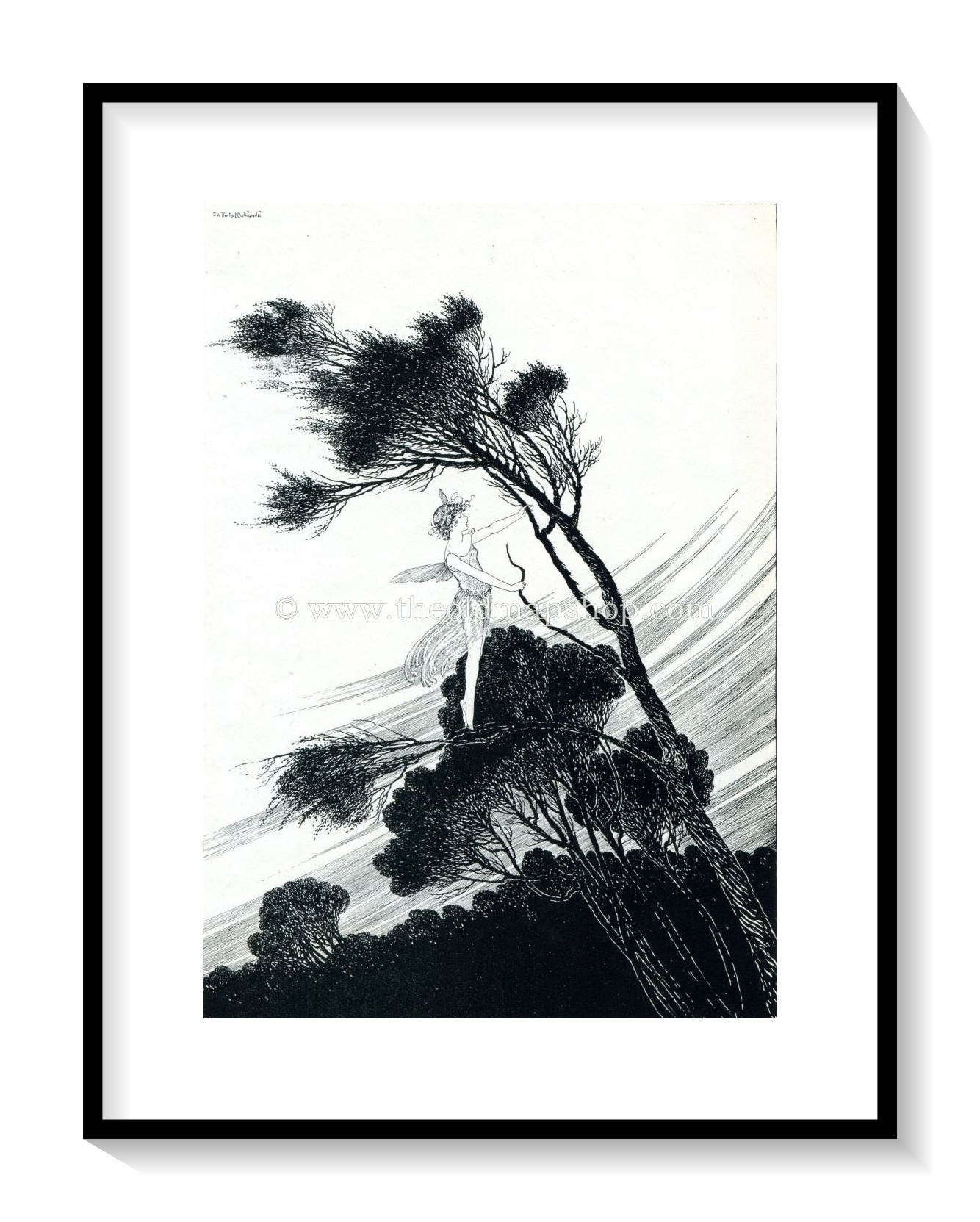 1921 Ida Rentoul Outhwaite Antique Fairy Print (The South Wind Fairy) Vintage Book Plate, from The Enchanted Forest