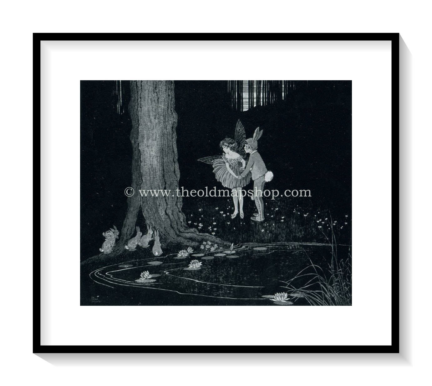 1925 Ida Rentoul Outhwaite Antique Fairy Print (Anne Meets The Rabbit Boy) Vintage Book Plate, from The Enchanted Forest