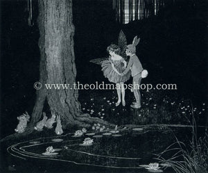 1925 Ida Rentoul Outhwaite Antique Fairy Print (Anne Meets The Rabbit Boy) Vintage Book Plate, from The Enchanted Forest