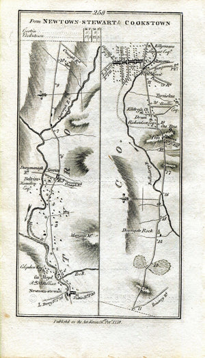 1778 Taylor & Skinner Antique Ireland Road Map 257/258 Clogher, Brookeborough, Maguiresbridge, Donagh Newtownbutler Newtownstewart Cookstown