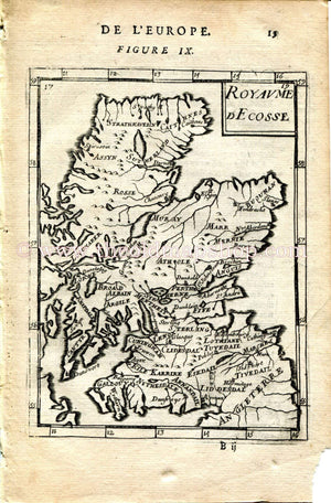 1683 Manesson Mallet "Royaume D'Ecosse" Scotland Antique Map Print Engraving