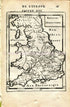 1683 Manesson Mallet Map "Royaume D'Angleterre" England, Wales, Scotland Antique Print Engraving