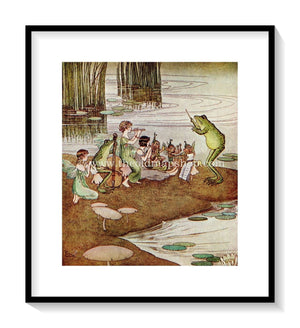 1921 Ida Rentoul Outhwaite Antique Fairy Print (The Jazz Band) Frog Vintage Book Plate, from The Enchanted Forest