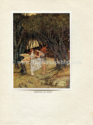 1925 Ida Rentoul Outhwaite Antique Fairy Print (Good-Bye to Potty) Vintage Book Plate, from The Enchanted Forest