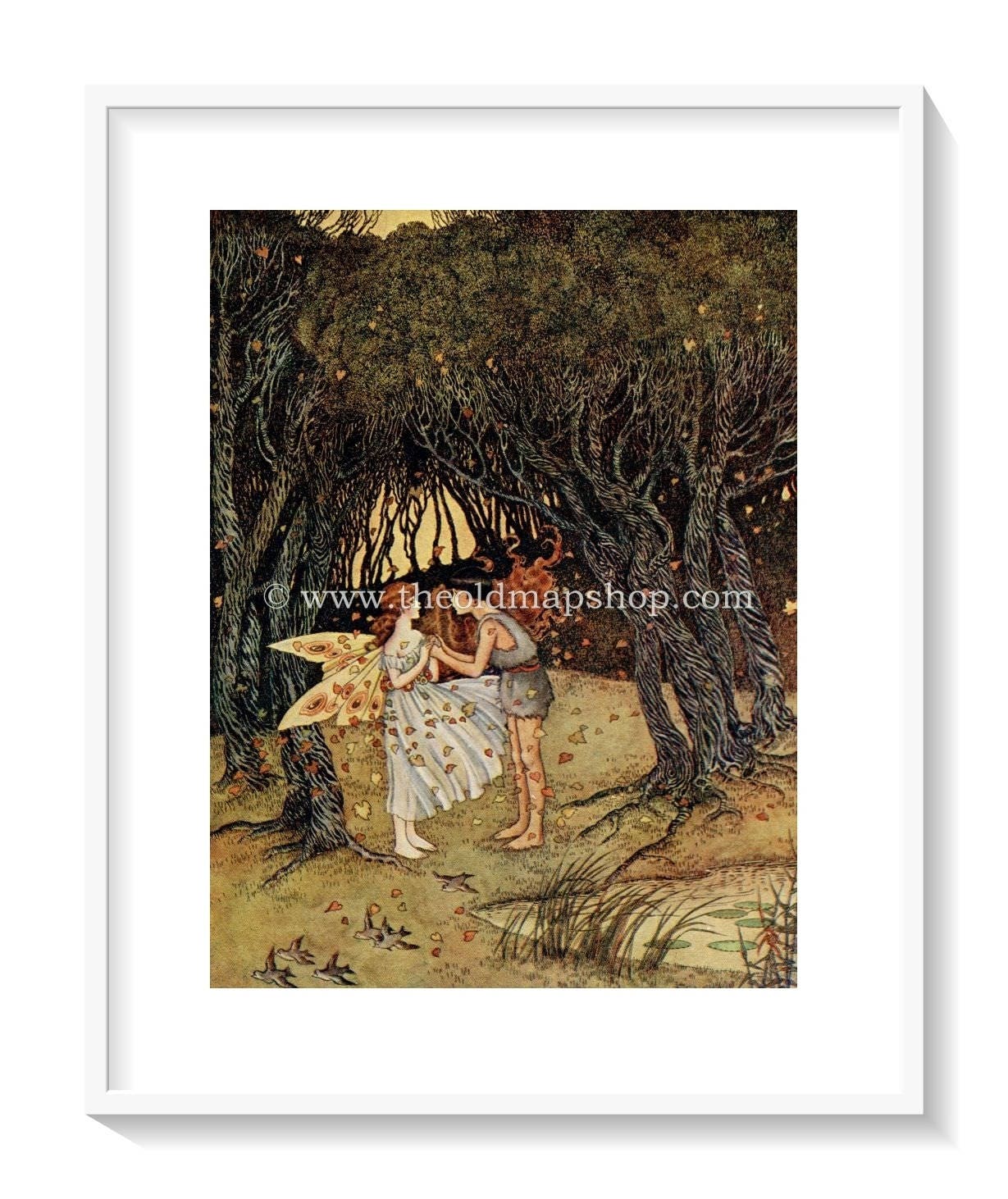 1921 Ida Rentoul Outhwaite Antique Fairy Print (Good-Bye to Potty) Vintage Book Plate, from The Enchanted Forest
