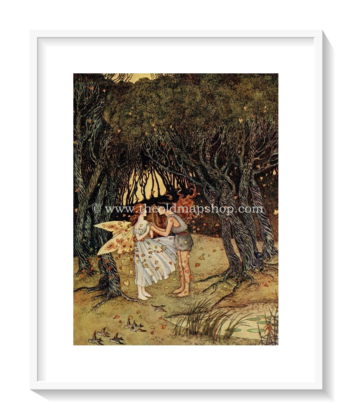 1925 Ida Rentoul Outhwaite Antique Fairy Print (Good-Bye to Potty) Vintage Book Plate, from The Enchanted Forest