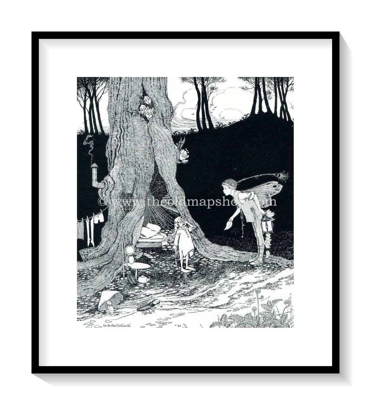 1921 Ida Rentoul Outhwaite Antique Fairy Print (Potty To The Rescue) Vintage Book Plate, from The Enchanted Forest