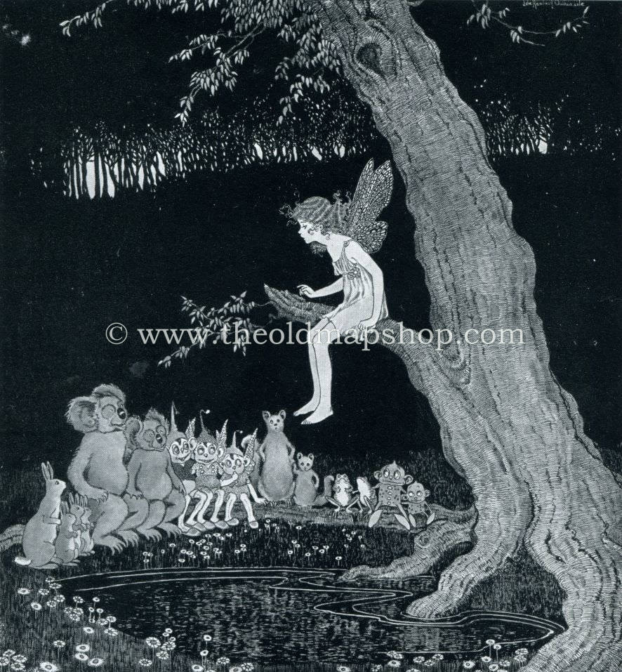 1925 Ida Rentoul Outhwaite Antique Fairy Print (Anne And The Goblin) Vintage Book Plate, from The Enchanted Forest