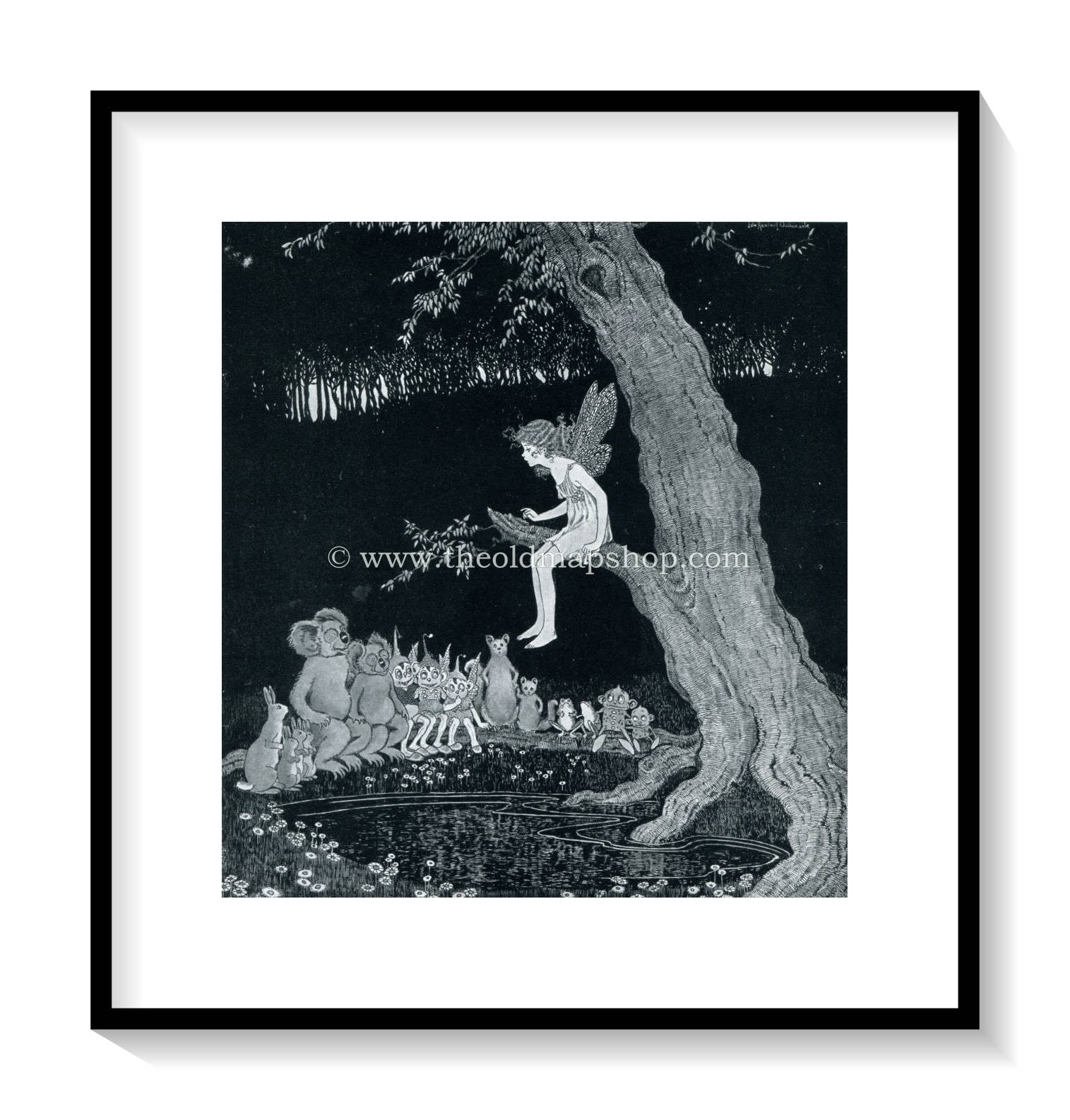 1925 Ida Rentoul Outhwaite Antique Fairy Print (Anne And The Goblin) Vintage Book Plate, from The Enchanted Forest