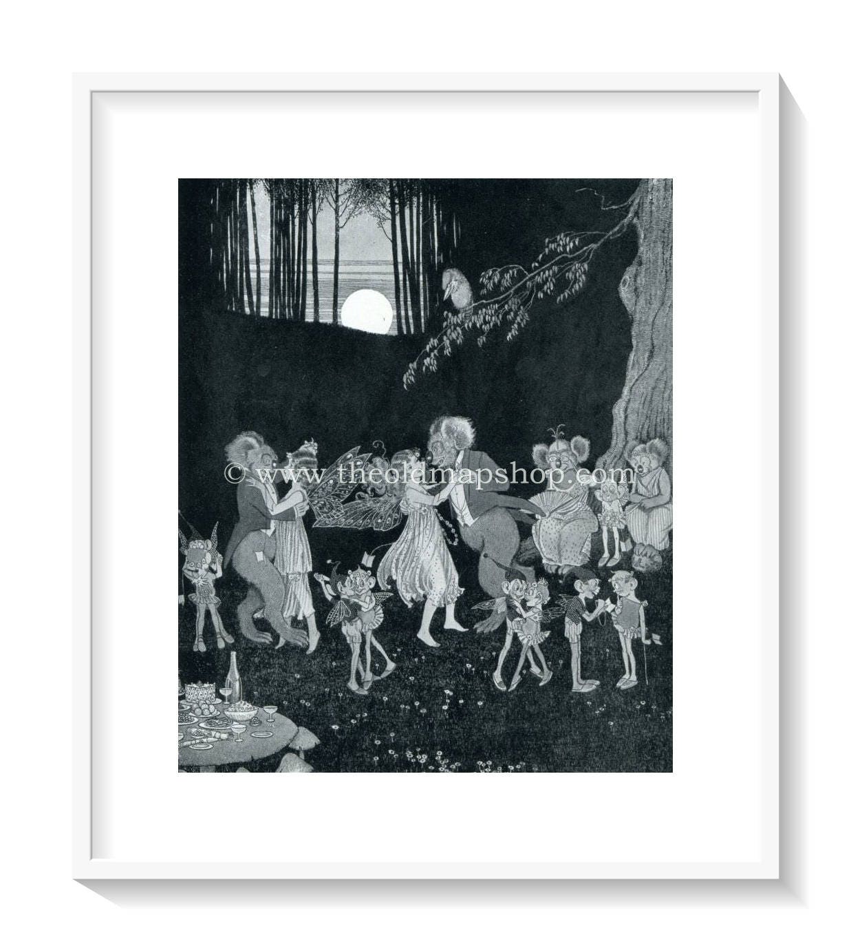 1921 Ida Rentoul Outhwaite Antique Fairy Print (The Dance) Vintage Book Plate, from The Enchanted Forest