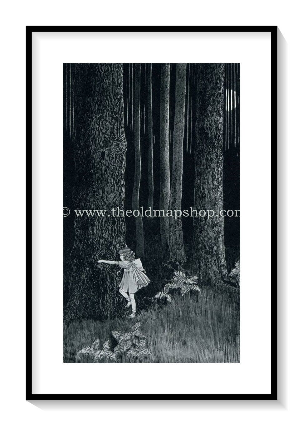 1921 Ida Rentoul Outhwaite Antique Fairy Print (Anne In The Enchanted Forest) Vintage Book Plate, from The Enchanted Forest