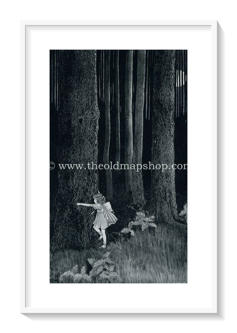 1921 Ida Rentoul Outhwaite Antique Fairy Print (Anne In The Enchanted Forest) Vintage Book Plate, from The Enchanted Forest