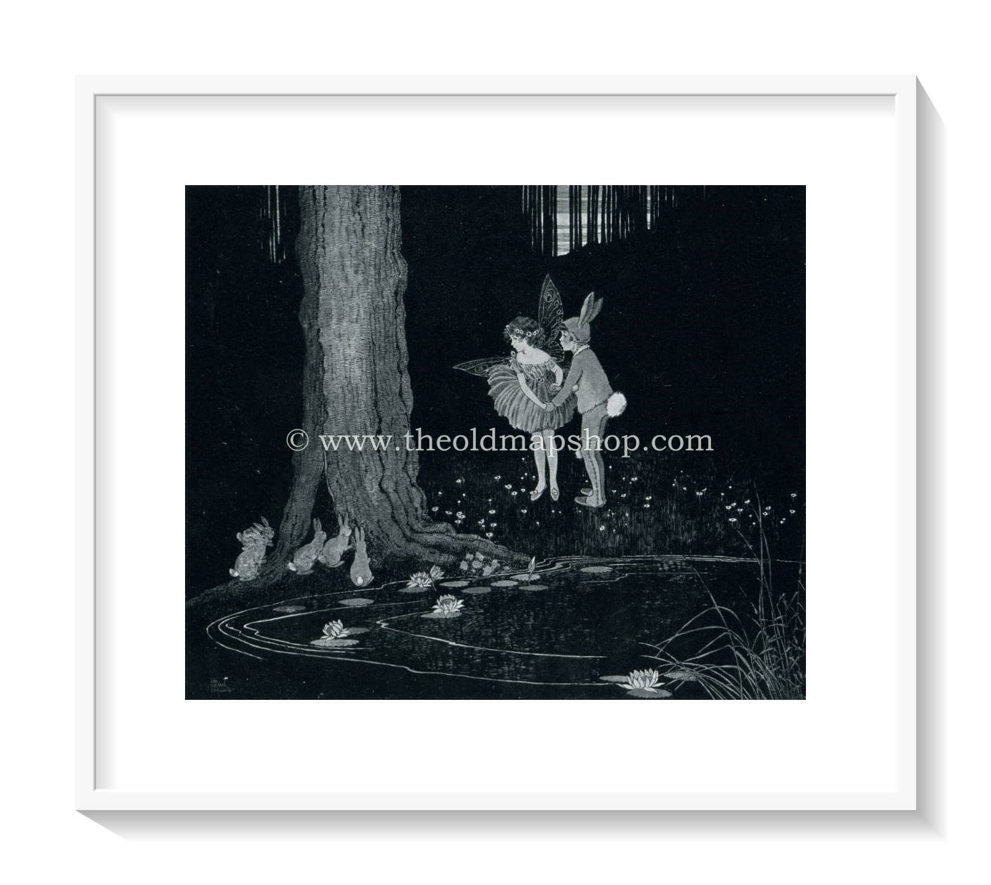1925 Ida Rentoul Outhwaite Antique Fairy Print (Anne Meets The Rabbit Boy) Vintage Book Plate, from The Enchanted Forest