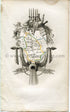 1823 Perrot Map of Haute-Marne, France, Antique Map, Print. Outline Original Hand Colouring.