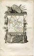 1823 Perrot Map of Isère, France, Antique Map, Print. Outline Original Hand Colouring.