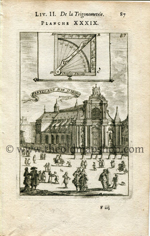 1702 Manesson Mallet Antique Print, Engraving - Feuillans Rue St Hono, Couvent des Feuillants, Monastery, Paris, France - No.39
