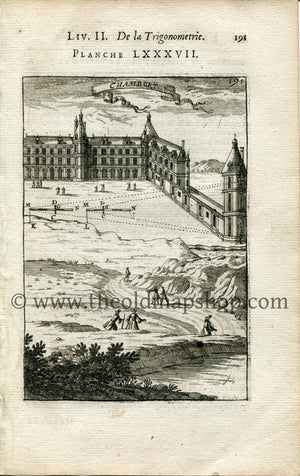 1702 Manesson Mallet Antique Print, Engraving - Chambort, Château de Chambord, Loir-et-Cher France - No.87