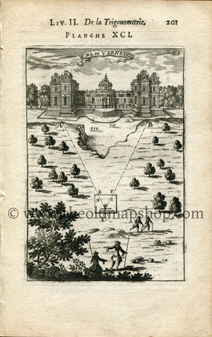 1702 Manesson Mallet Antique Print, Engraving - Château de Verneuil-en-Halatte, Oise, France - No.91