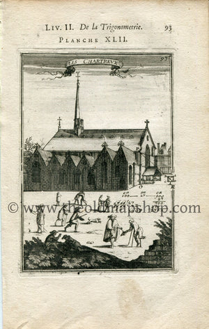 1702 Manesson Mallet Antique Print, Engraving - Les Chartreux, Chartreuse de Paris, Catholic Monastery, France - No.42