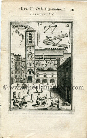 1702 Manesson Mallet Antique Print, Engraving - Eglise Saint-Germain-le-Vieux, Church, Paris, France - No.55