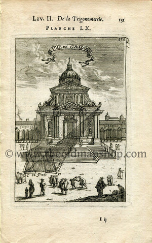 1702 Manesson Mallet Antique Print, Engraving - Val-de-Grâce, Catholic Church, Paris, France - No.60
