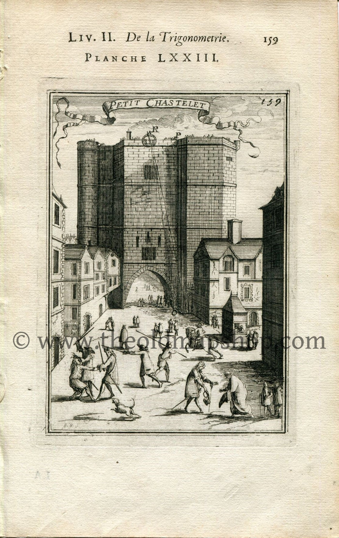 1702 Manesson Mallet Antique Print, Engraving - Petit Châtelet, Paris, France - No.73