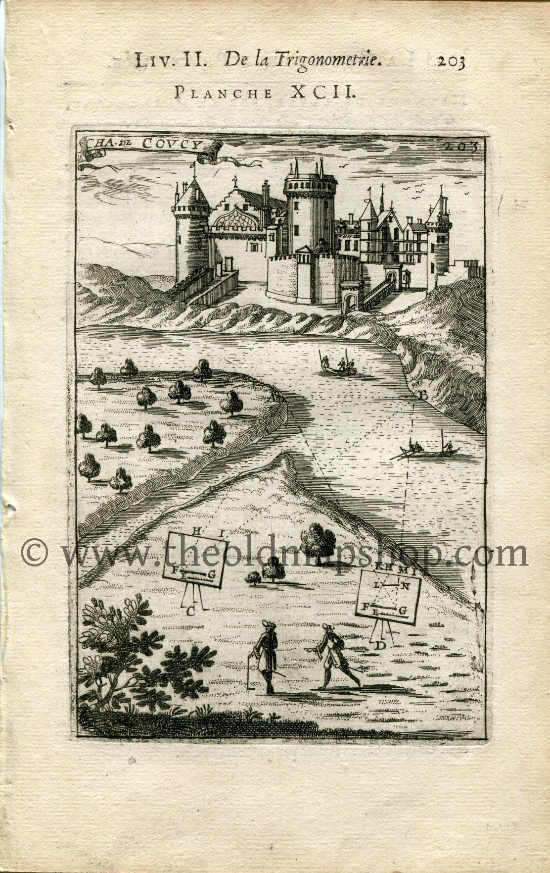 1702 Manesson Mallet Antique Print, Engraving - Château de Coucy, Coucy-le-Château-Auffrique, Picardy, France - No.92