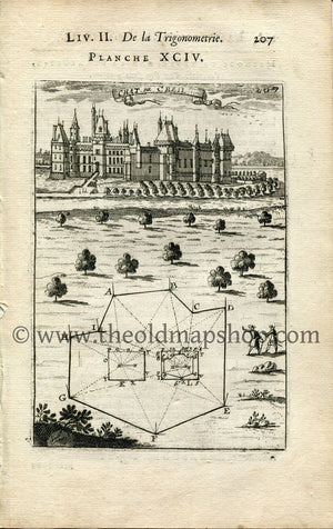 1702 Manesson Mallet Antique Print, Engraving - Château de Creil, Oise, Hauts-de-France - No.94