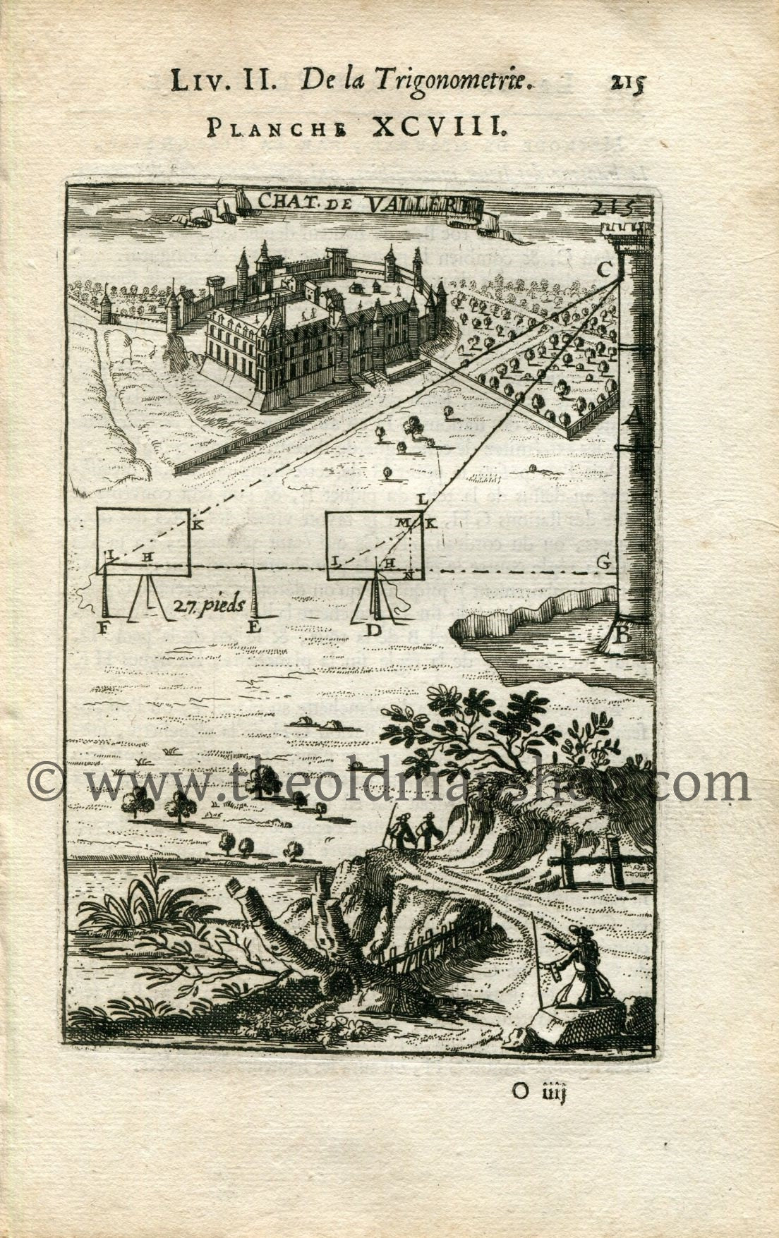1702 Manesson Mallet Antique Print, Engraving - Château de Vallery, Yonne, France - No.98