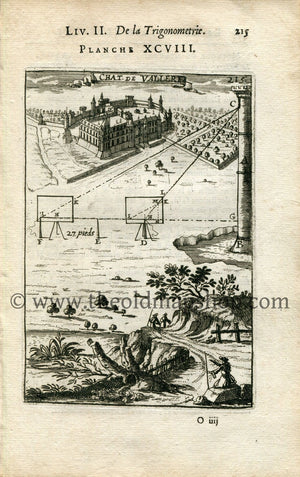 1702 Manesson Mallet Antique Print, Engraving - Château de Vallery, Yonne, France - No.98