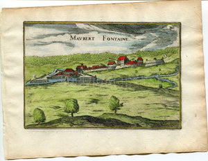 1634 Nicolas Tassin Antique View Print, Maubert-Fontaine, Ardennes, Charleville-Mézières, France Carte, Map