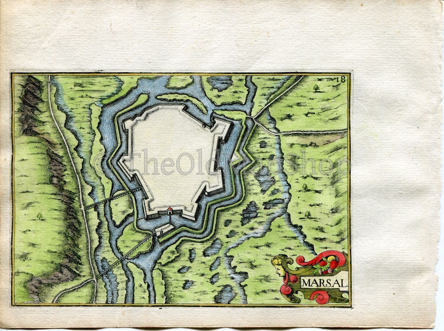 1634 Nicolas Tassin Antique Map Marsal, Fort, Fortified Town Plan, Moselle, France Carte, Print