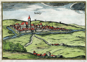 1634 Nicolas Tassin Antique Print, Bird's-eye View Rozay-en-Brie, Seine-et-Marne, Ile-de-France, France Carte, Map