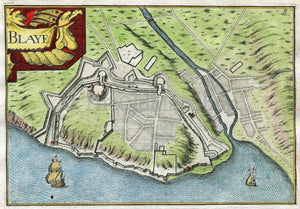 1634 Nicolas Tassin Antique Map Blaye, Fort, Fortress Plan, Gironde, Nouvelle-Aquitaine, France Carte, Print
