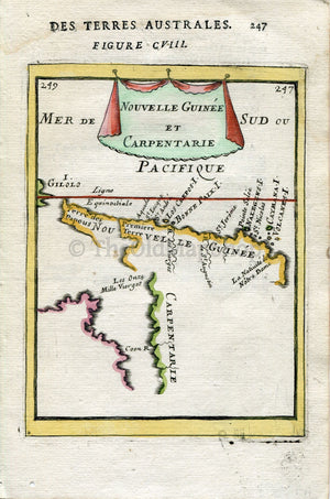 1683 Manesson Mallet Antique Map Australia, New Guinea, Queensland, Cape York Peninsula "Nouvelle Guinee et Carpentarie" Print