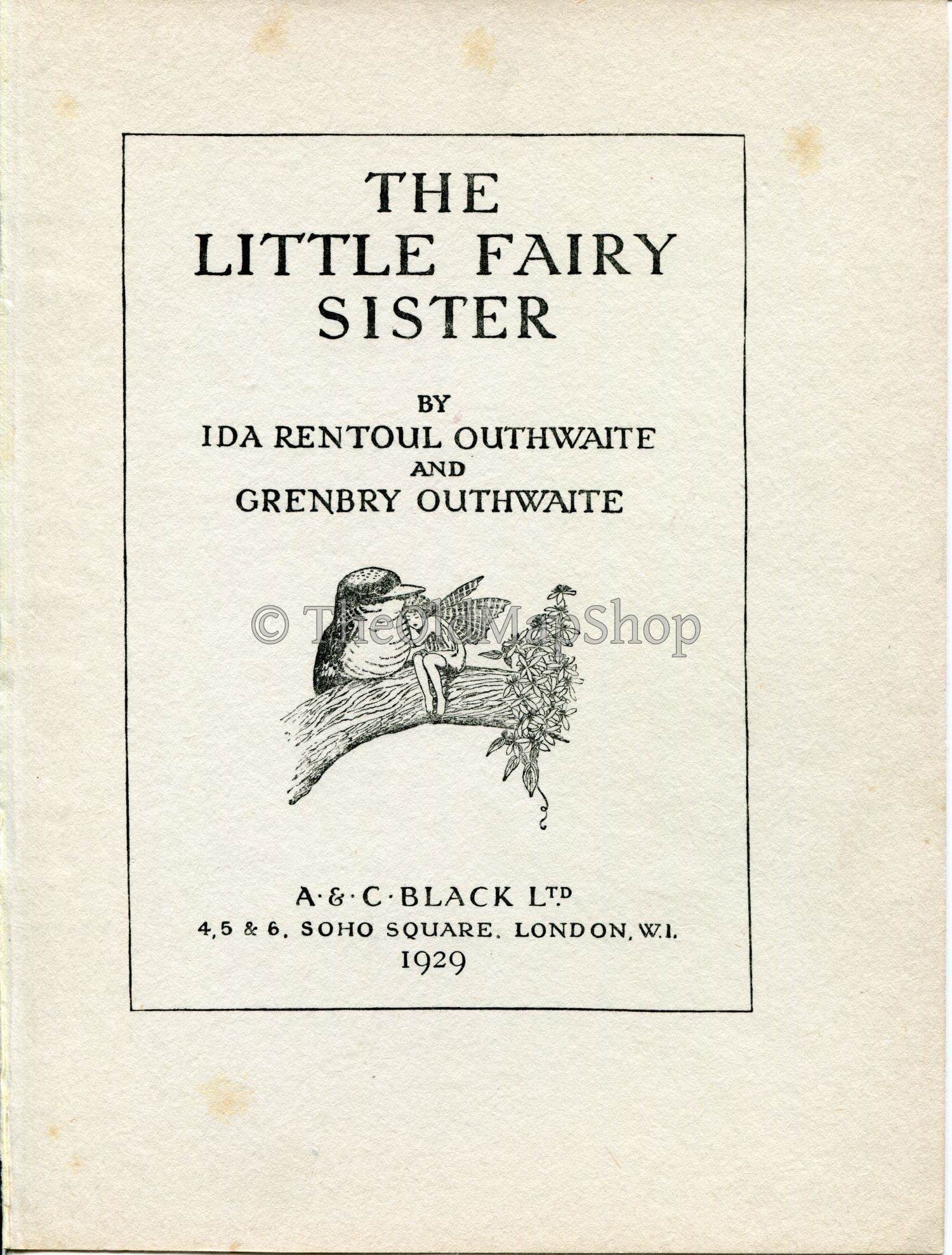 1929 Ida Rentoul Outhwaite Vintage Fairy Print (His Immense White beard Blew out Before him.) Antique Book Plate The Little Fairy Sister