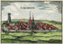 1634 Nicolas Tassin Antique Print, View Gallardon, Eure-et-Loir, France Carte, Map