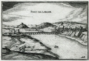 1634 Nicolas Tassin Antique Print, View, Pont-de-l'Arche, Eure, Normandy, France Carte, Map